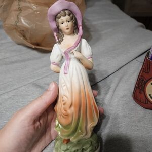 Elegant Figurine with Orange and Green Accents Missing Fingers